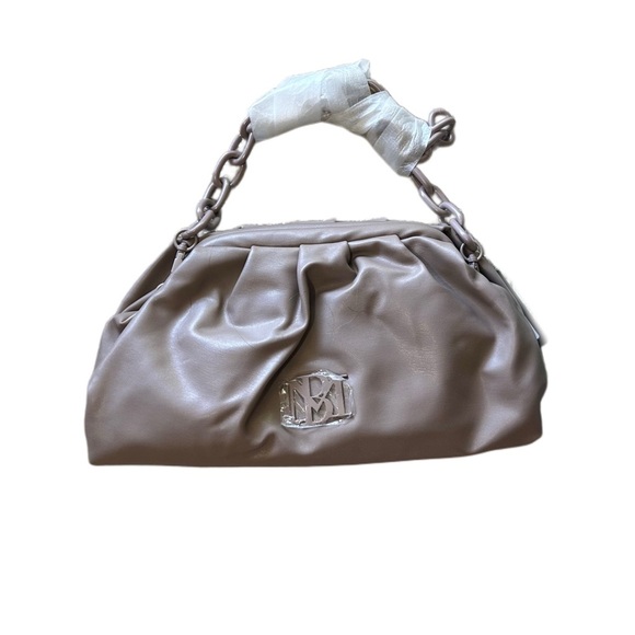 Badgley Mischka Taupe Frame Clutch with Chain Handle - Picture 1 of 8